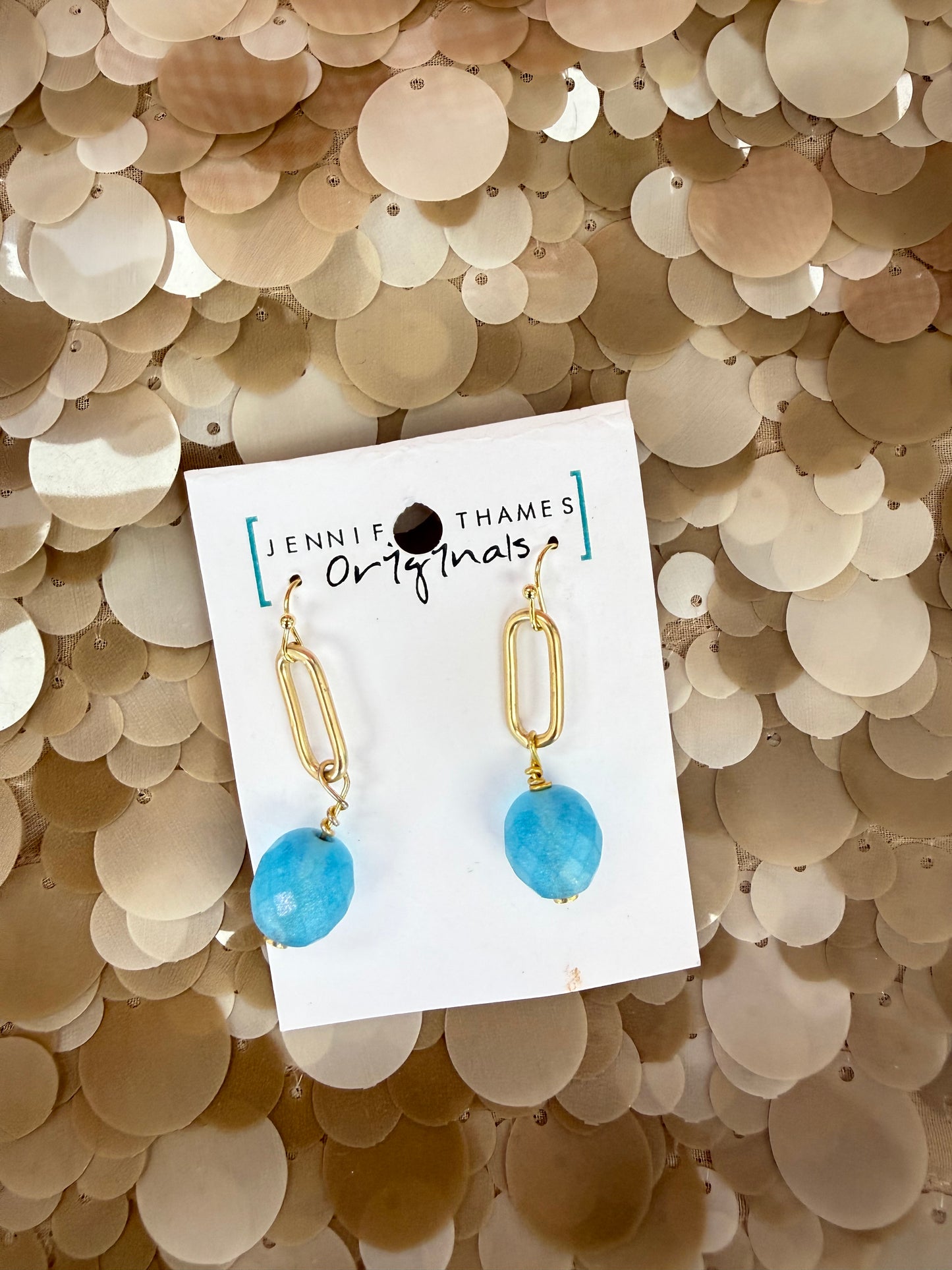 Aqua Stone Drop Earrings