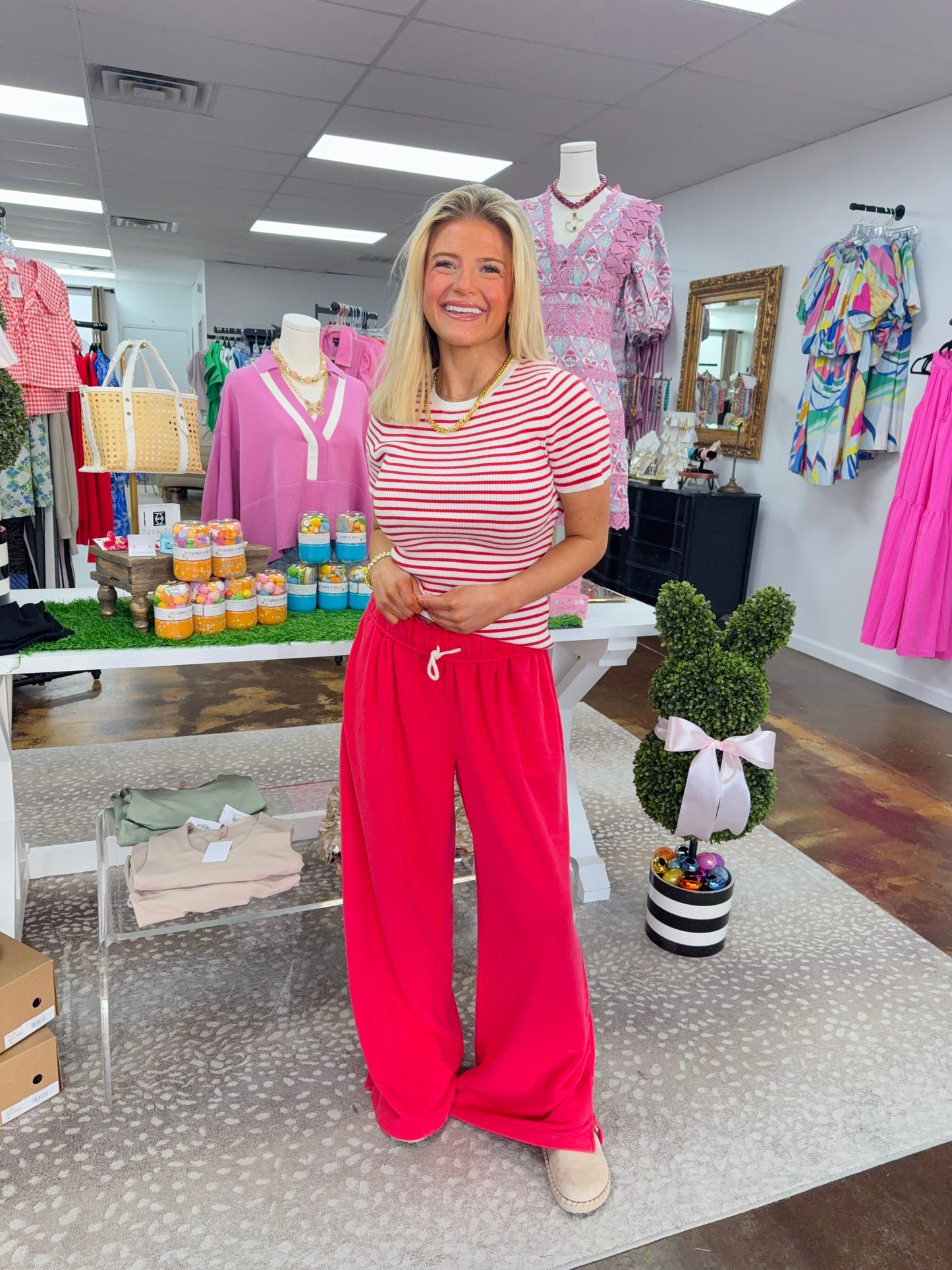 Sierra Striped Short Sleeve & Sweatpants Set