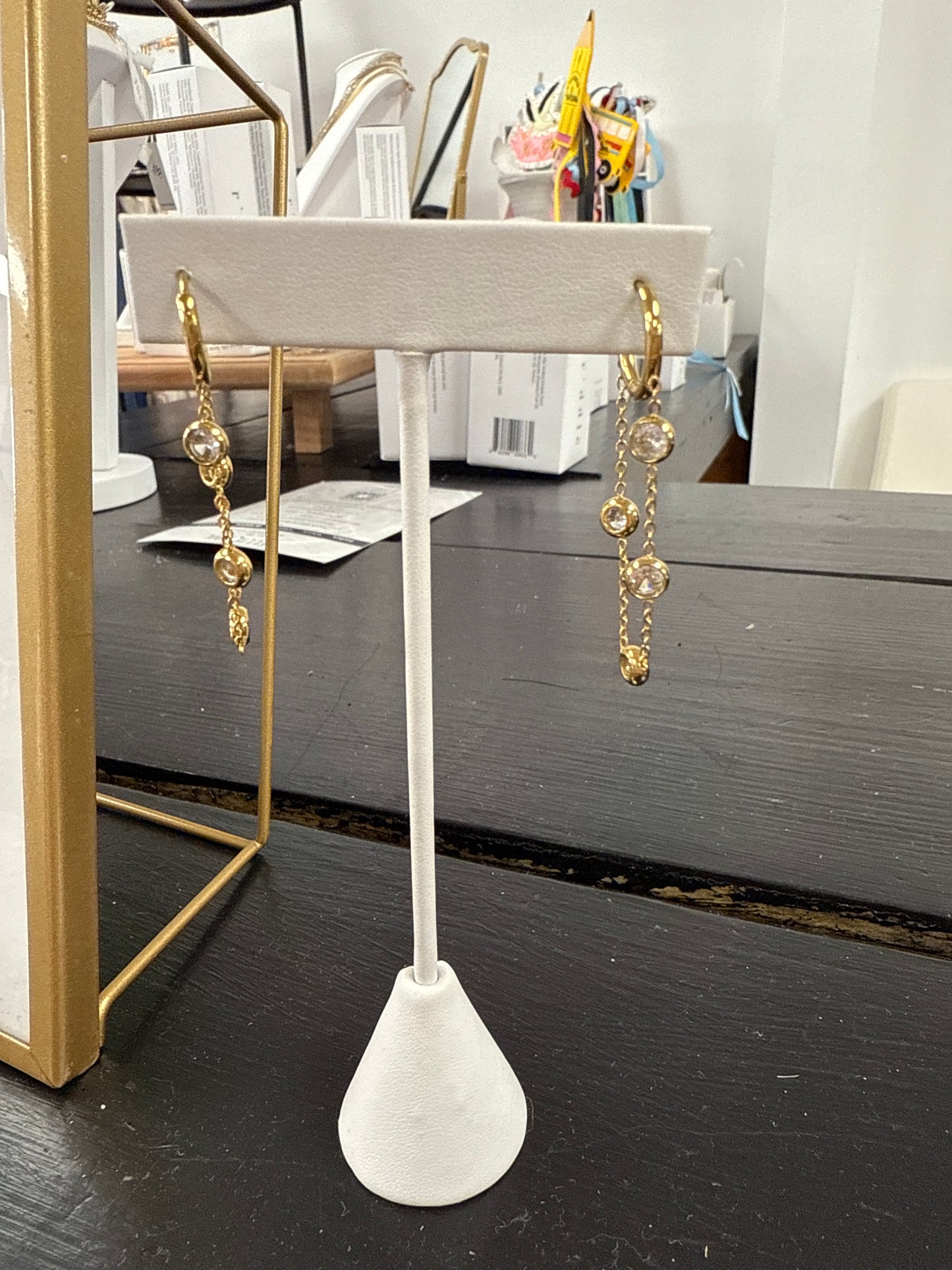 Diamond Hoop Chain Earrings