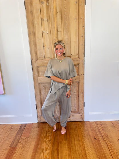 PREORDER Cameron Top and Semi Harem Pants Set - WASHED DENIM BLUE
