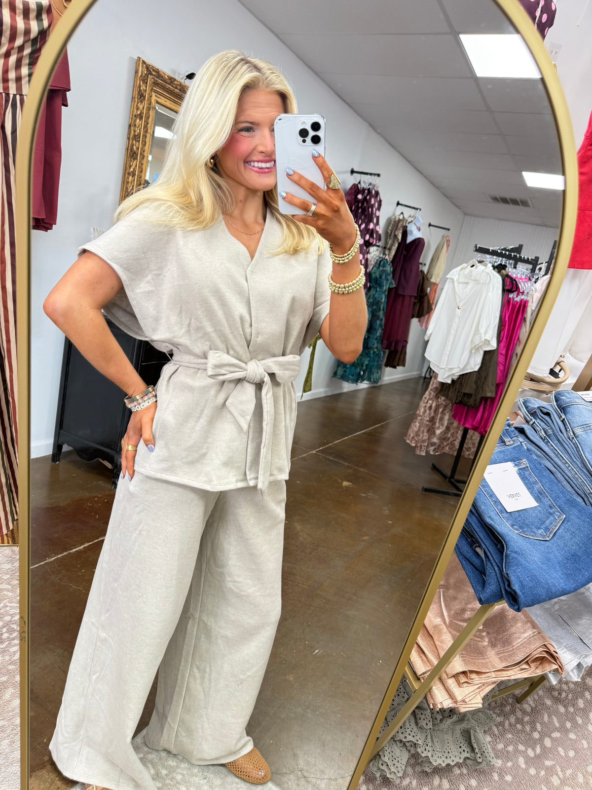 Ashton Wrap Blouse & Wide Leg Bottoms Set