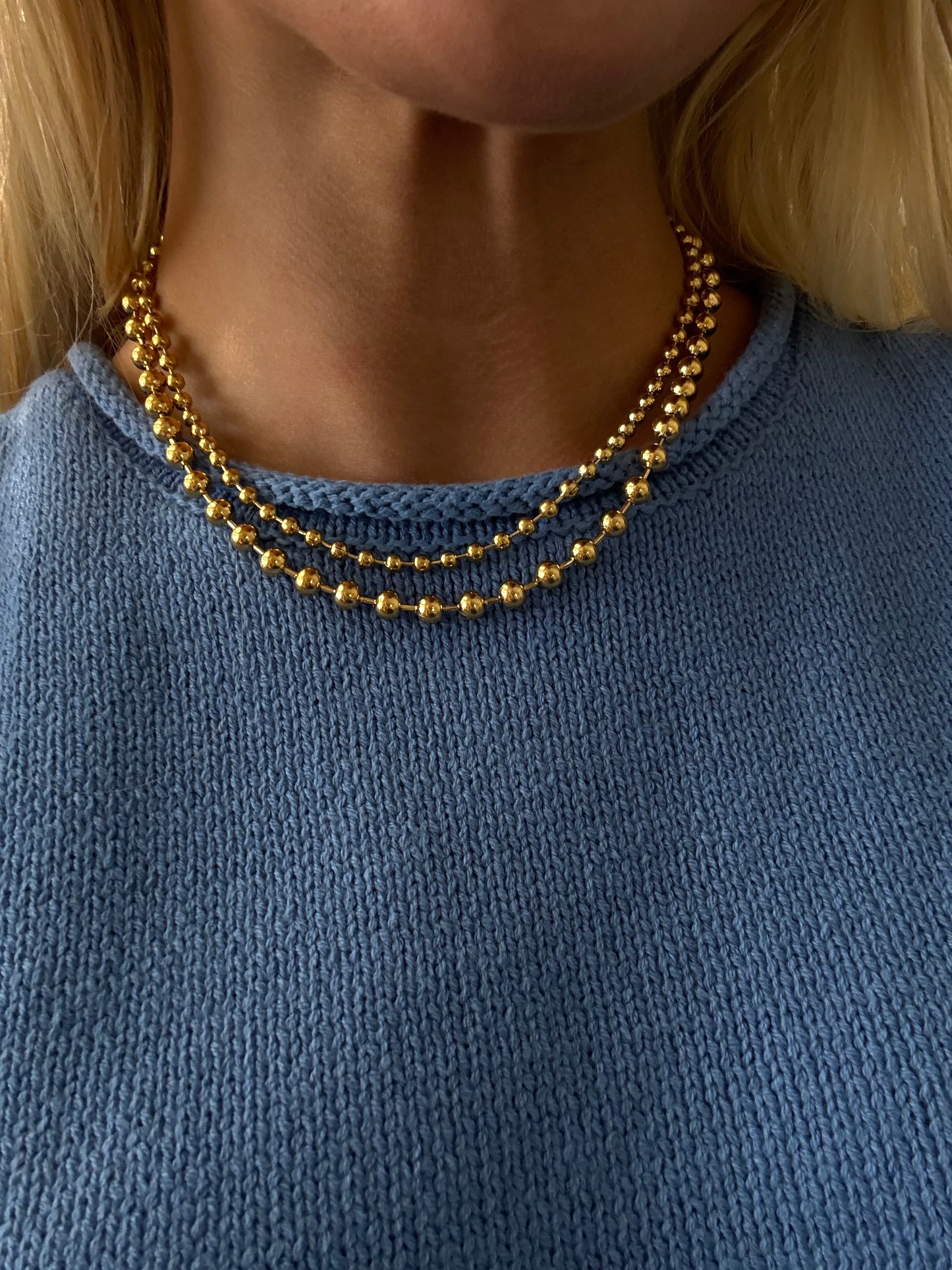 Double Beaded Layered Necklace