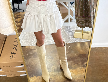 Faux Leather Mini Skirt with Pin Tucks