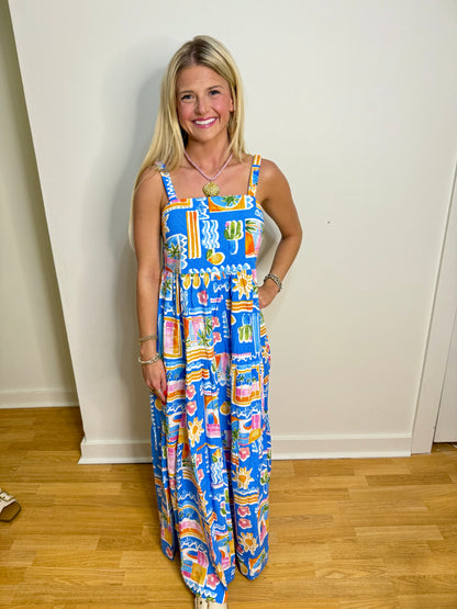 Santorini Scoop Back Tier Maxi Dress