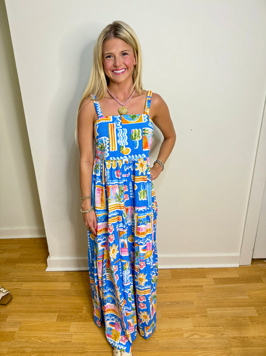 Santorini Scoop Back Tier Maxi Dress