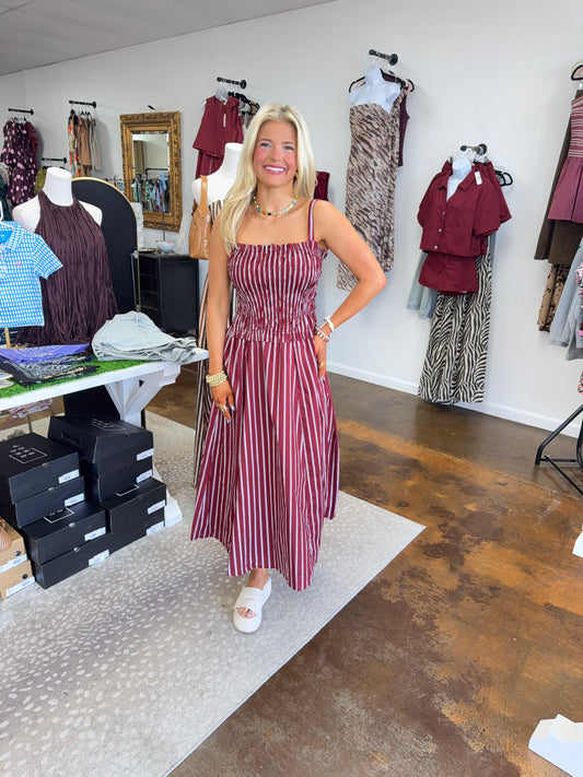 Eliza Striped Midi Dress