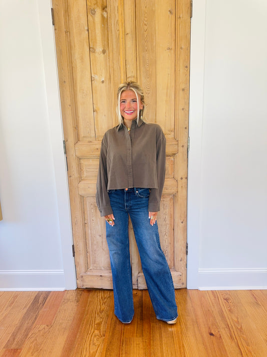 Kelli Button Down Cropped Blouse