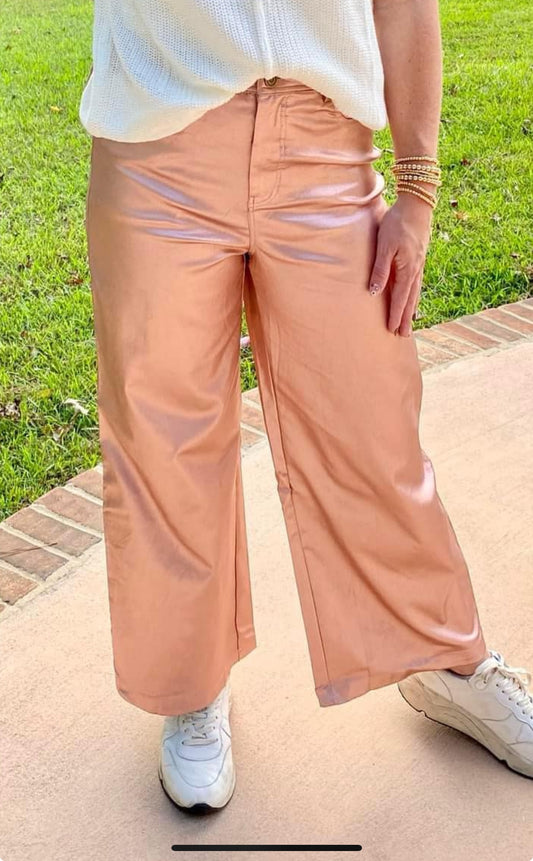 Metallic Rose Pants