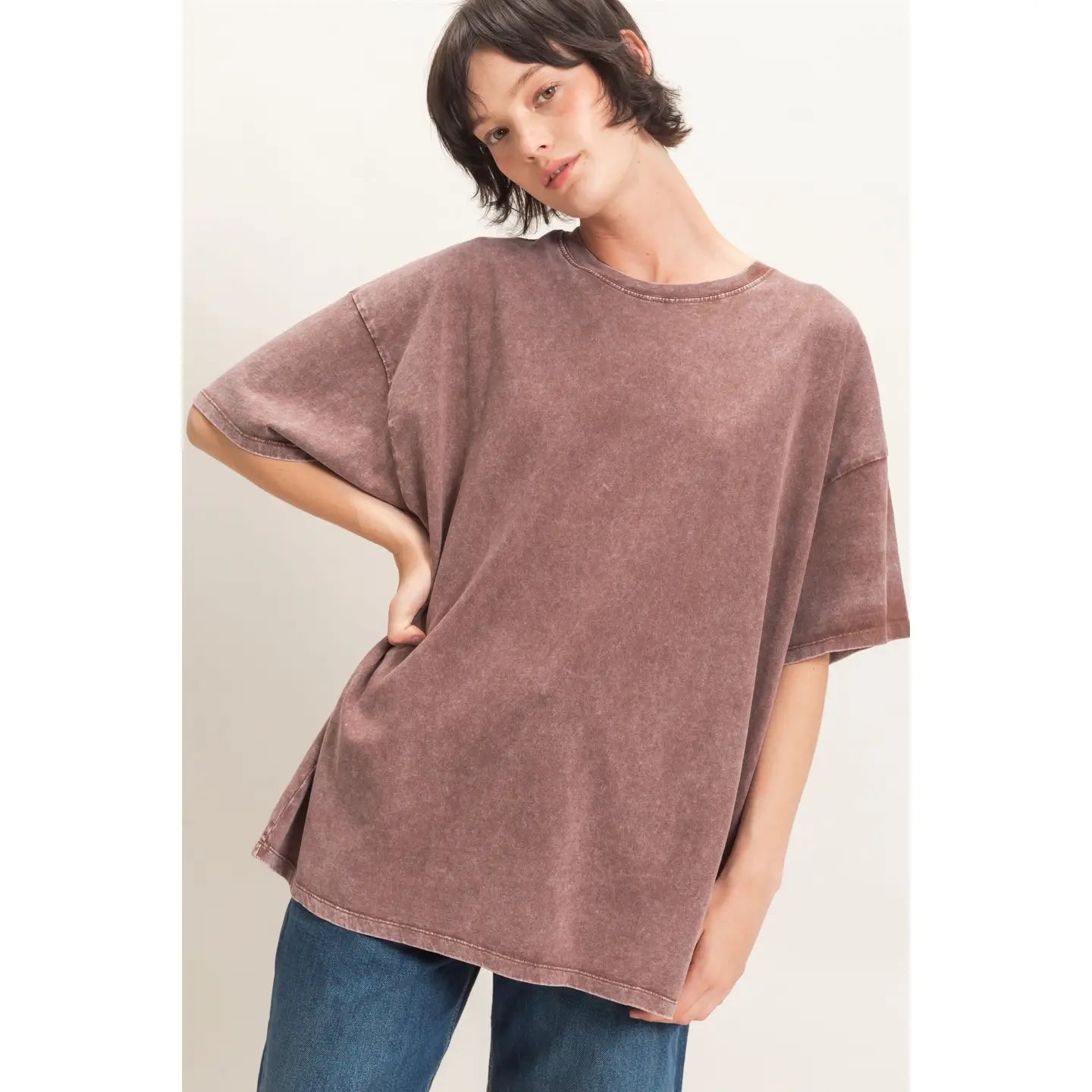 Mineral Wash Oversized Crew Neck T-Shirt