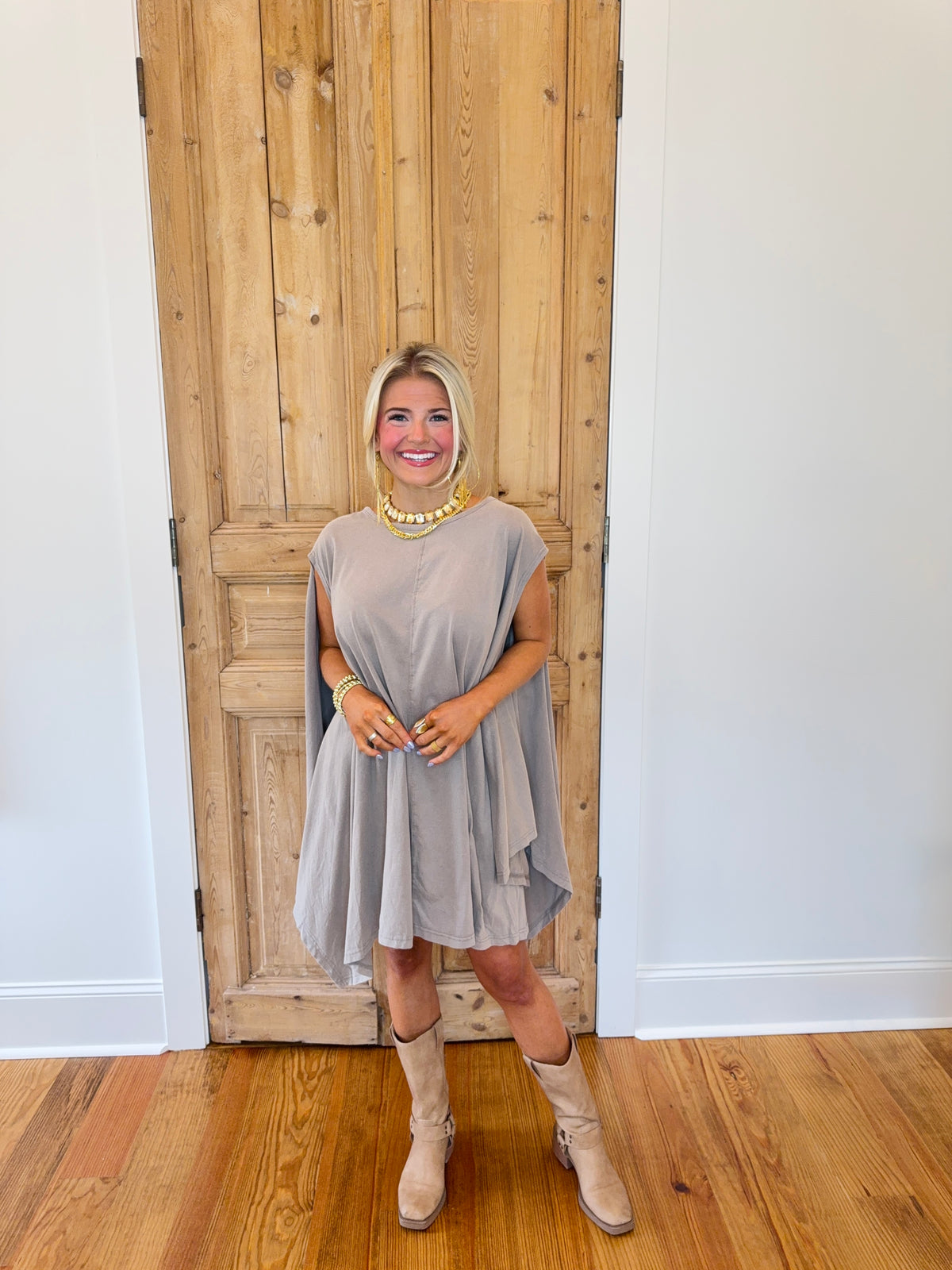 Mineral Wash Handkerchief Hem Jersey Mini Dress