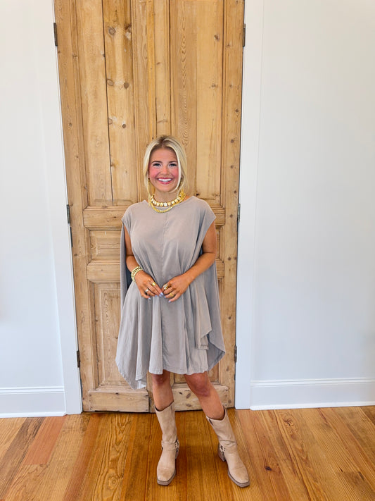 Mineral Wash Handkerchief Hem Jersey Mini Dress