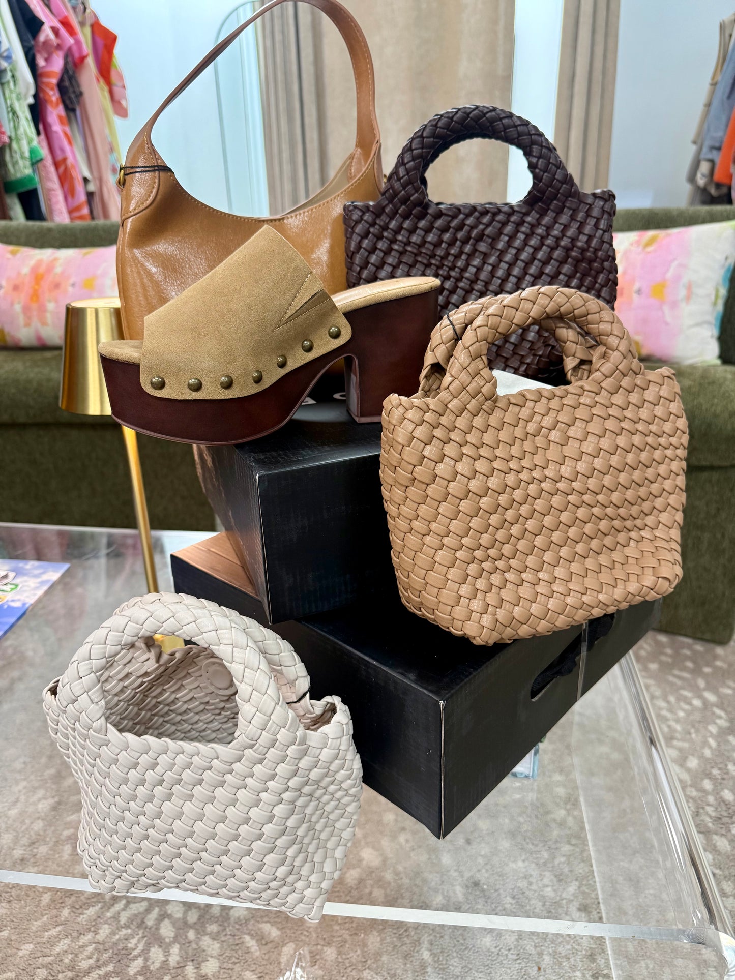 Bella Braided Clutch - Brown