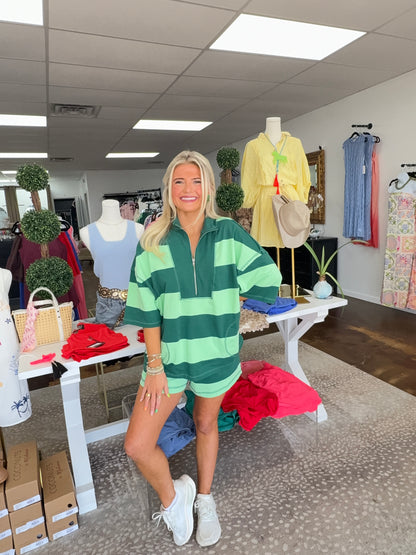 Cotton Stripe Short Sleeve & Shorts Set