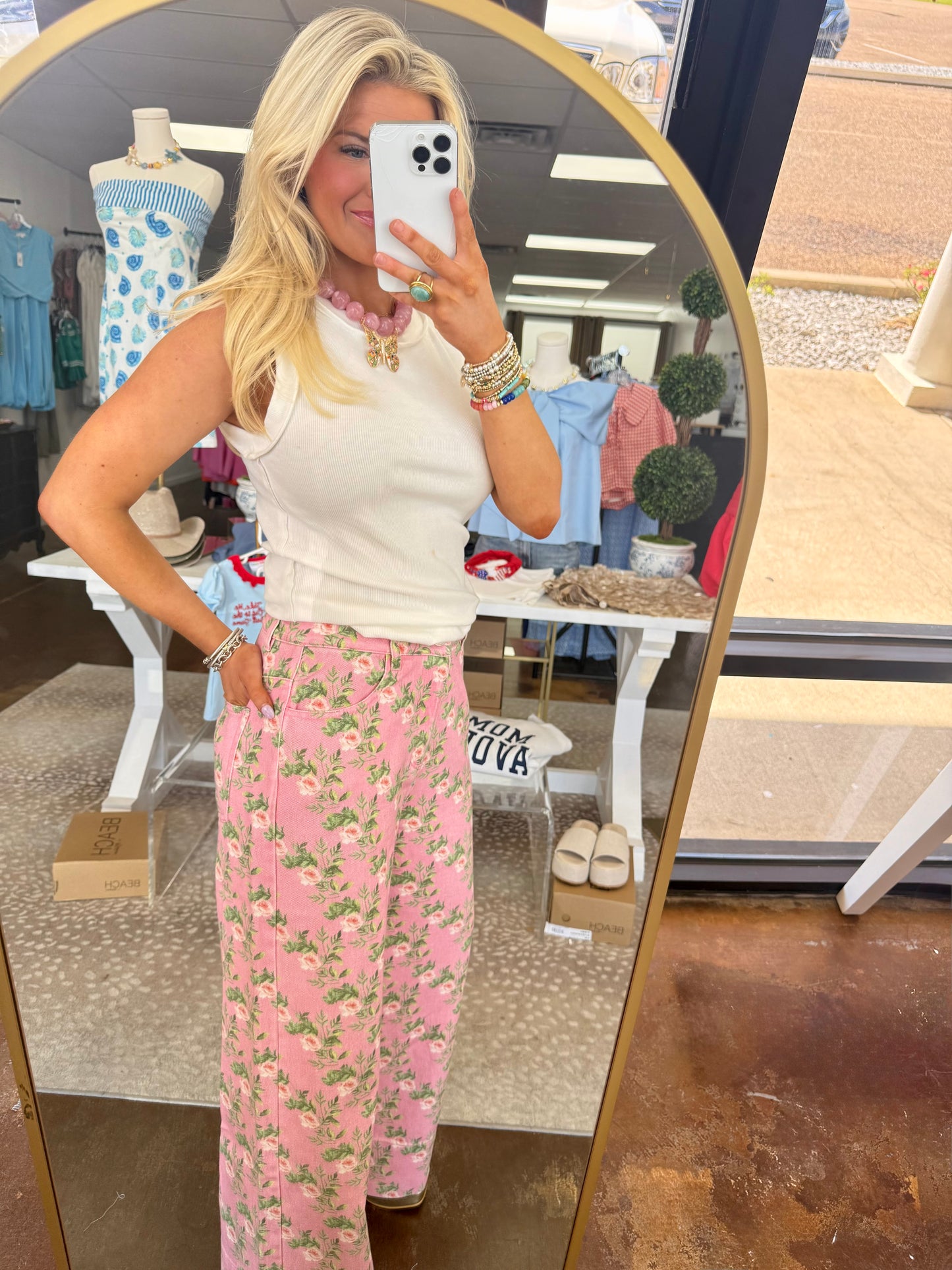 Hannah Pink Floral Pants