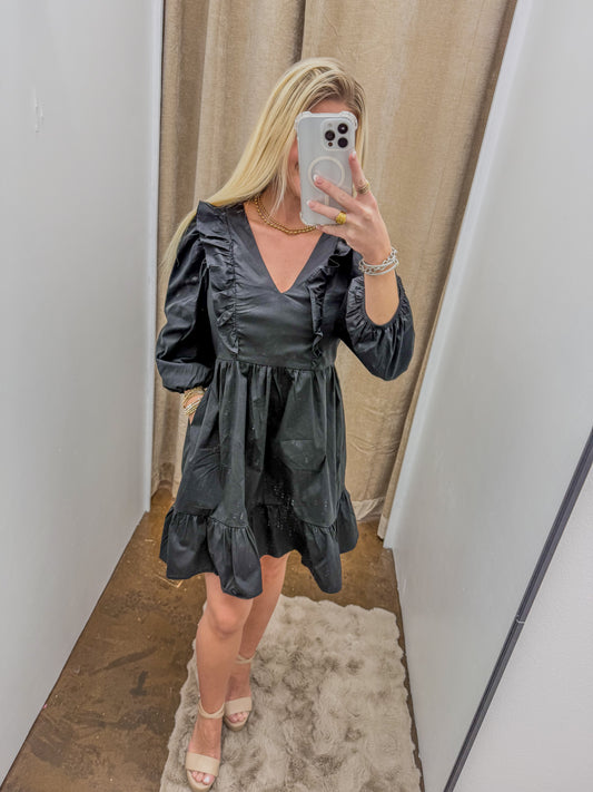 Solid Poplin Ruffle Tier Dress