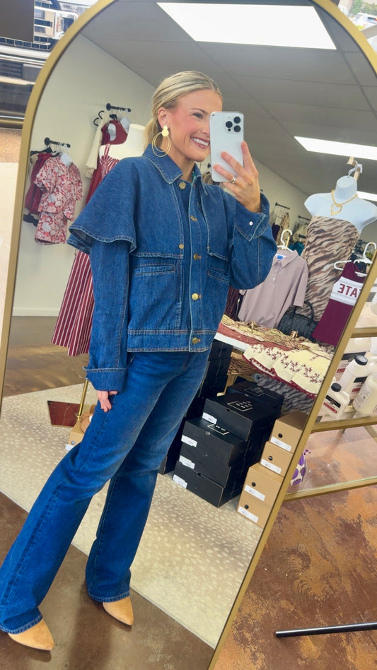 Serena Cape-Style Denim Jacket