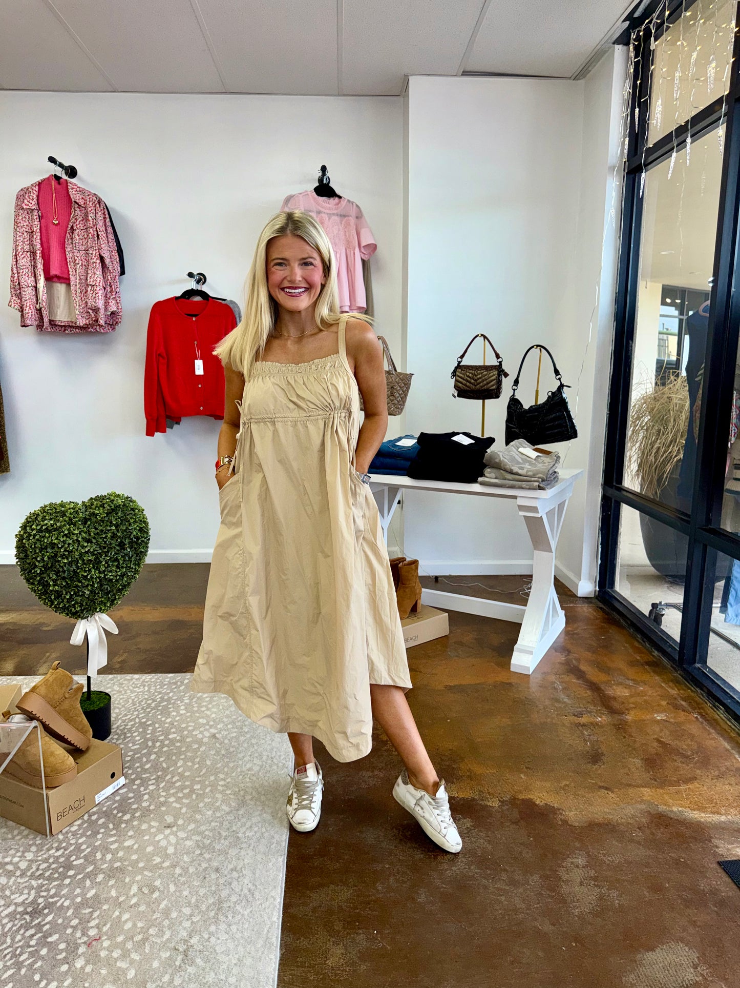 Flowy Drawstring Parachute Babydoll Dress  AL Threads