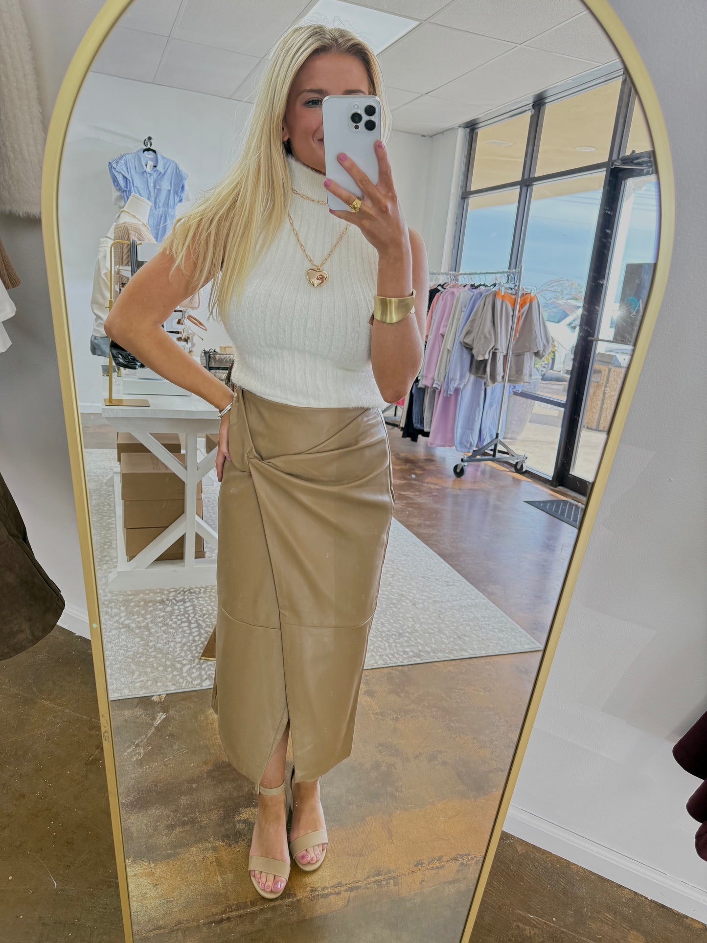 Pleather Knot Wrap Skirt