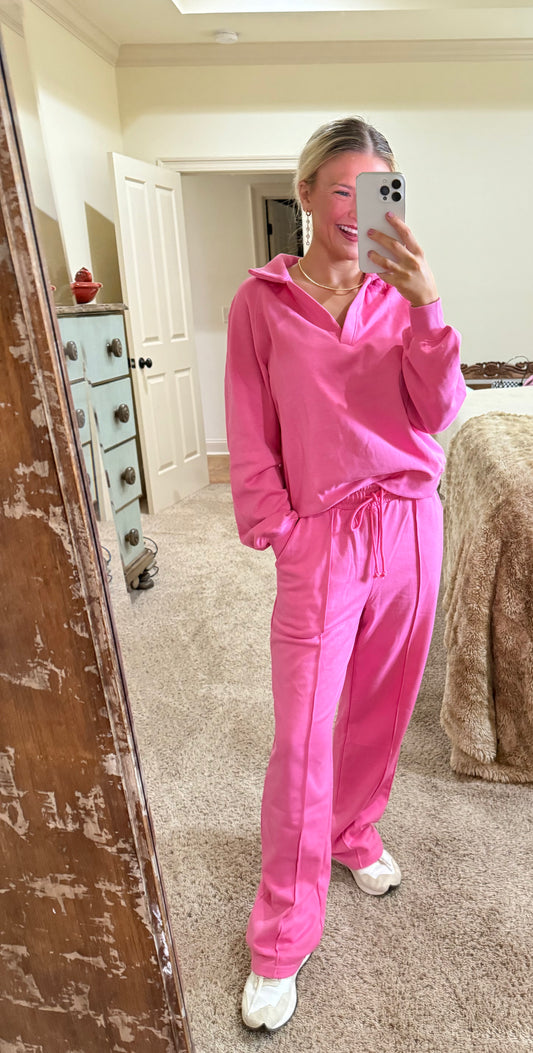 Pink Pullover & Pants Set