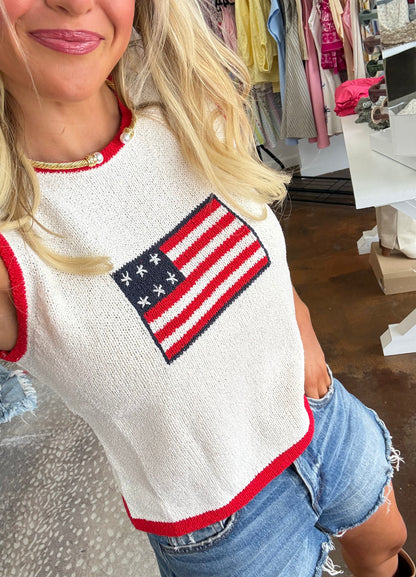 Knit Flag Top with Contrast piping