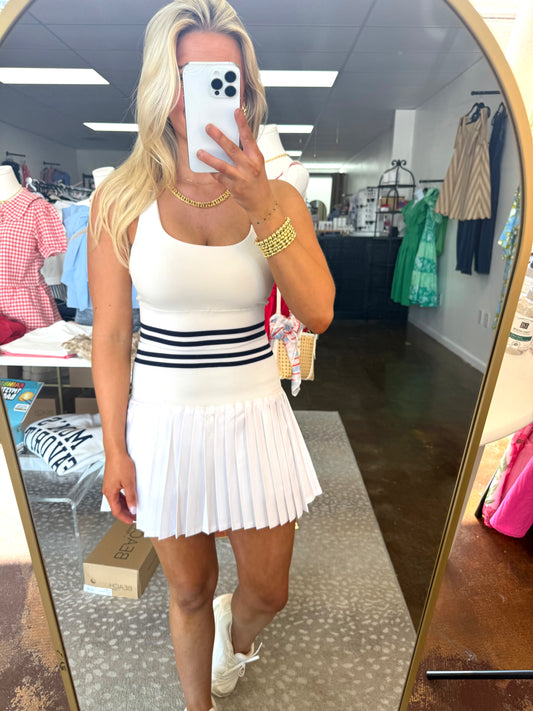 Lily Crop Top & High Waisted Pleated Skort Set - White