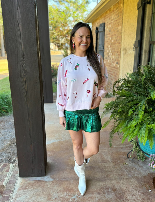 Candy Christmas Sequin Sweatshirt