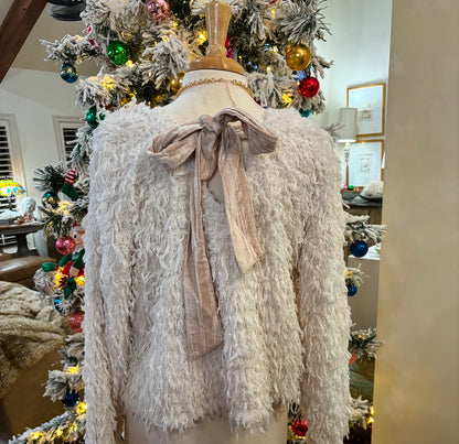 Holiday Fur Knit Top- Cream