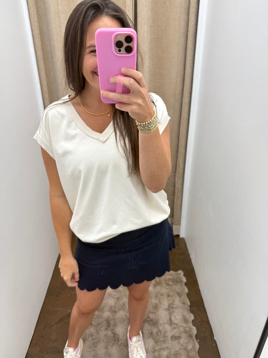 Sleeveless Knit V-Neck Sweat Top
