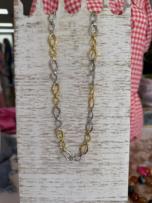 Silver+Gold Chain Necklace