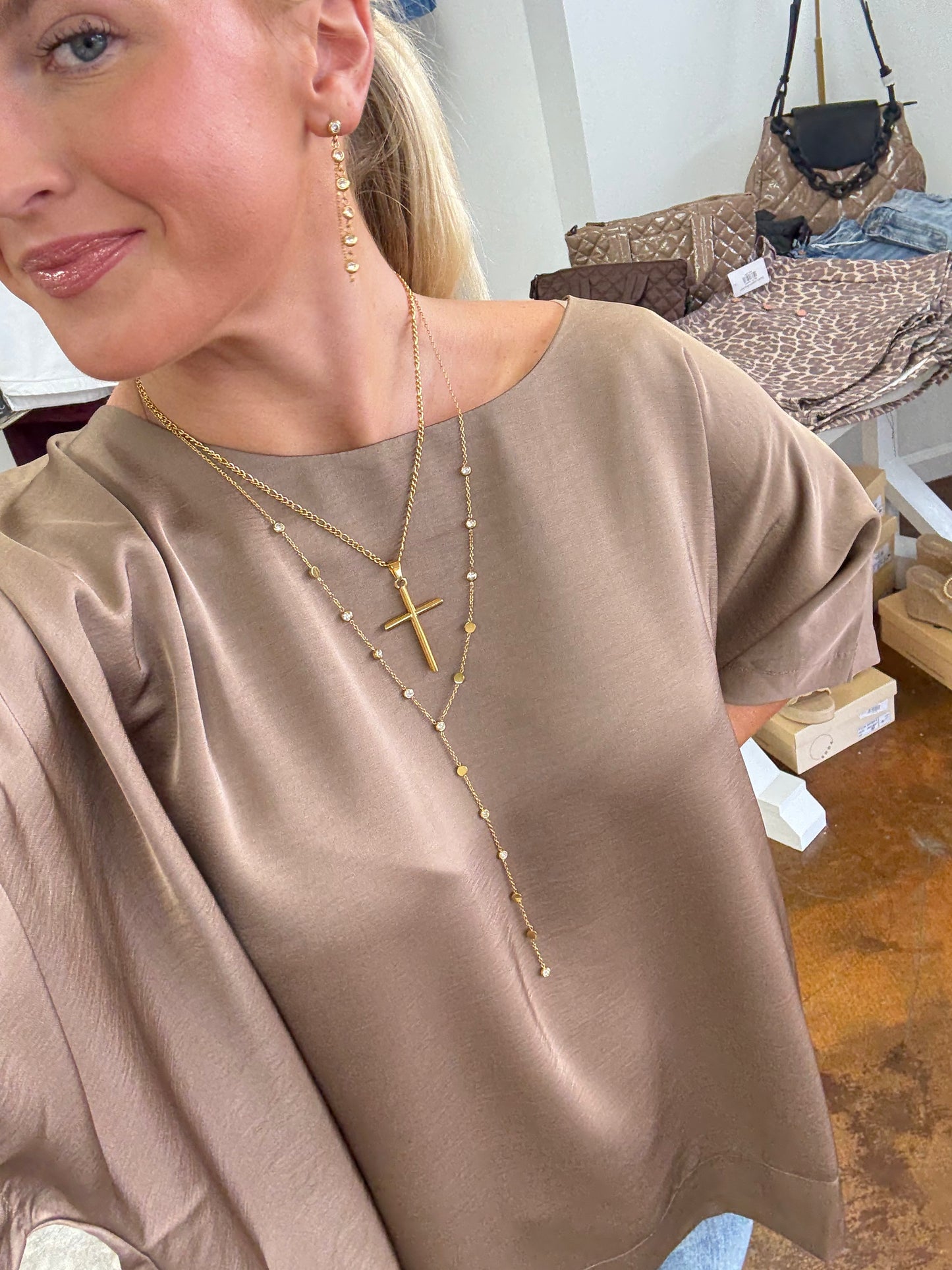 Gold Cross Pendant Necklace