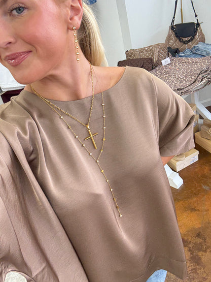 Gold Cross Pendant Necklace