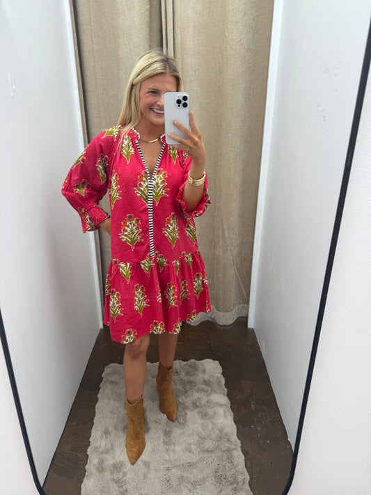 Floral Detail V-Neck Dress