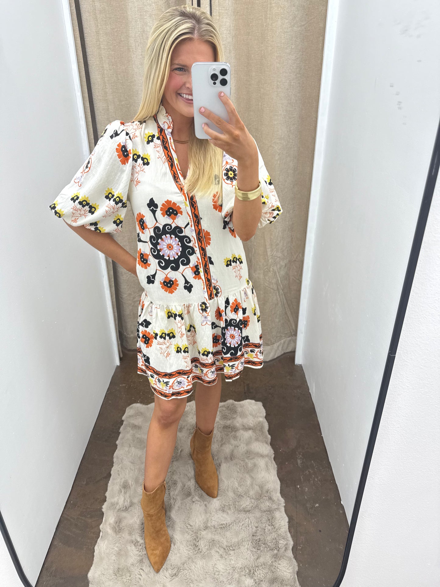 Puff Sleeve Floral Dress