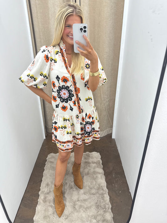 Puff Sleeve Floral Dress