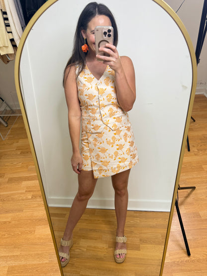 Floral Jacquard V-Neck Vest/Skort Set