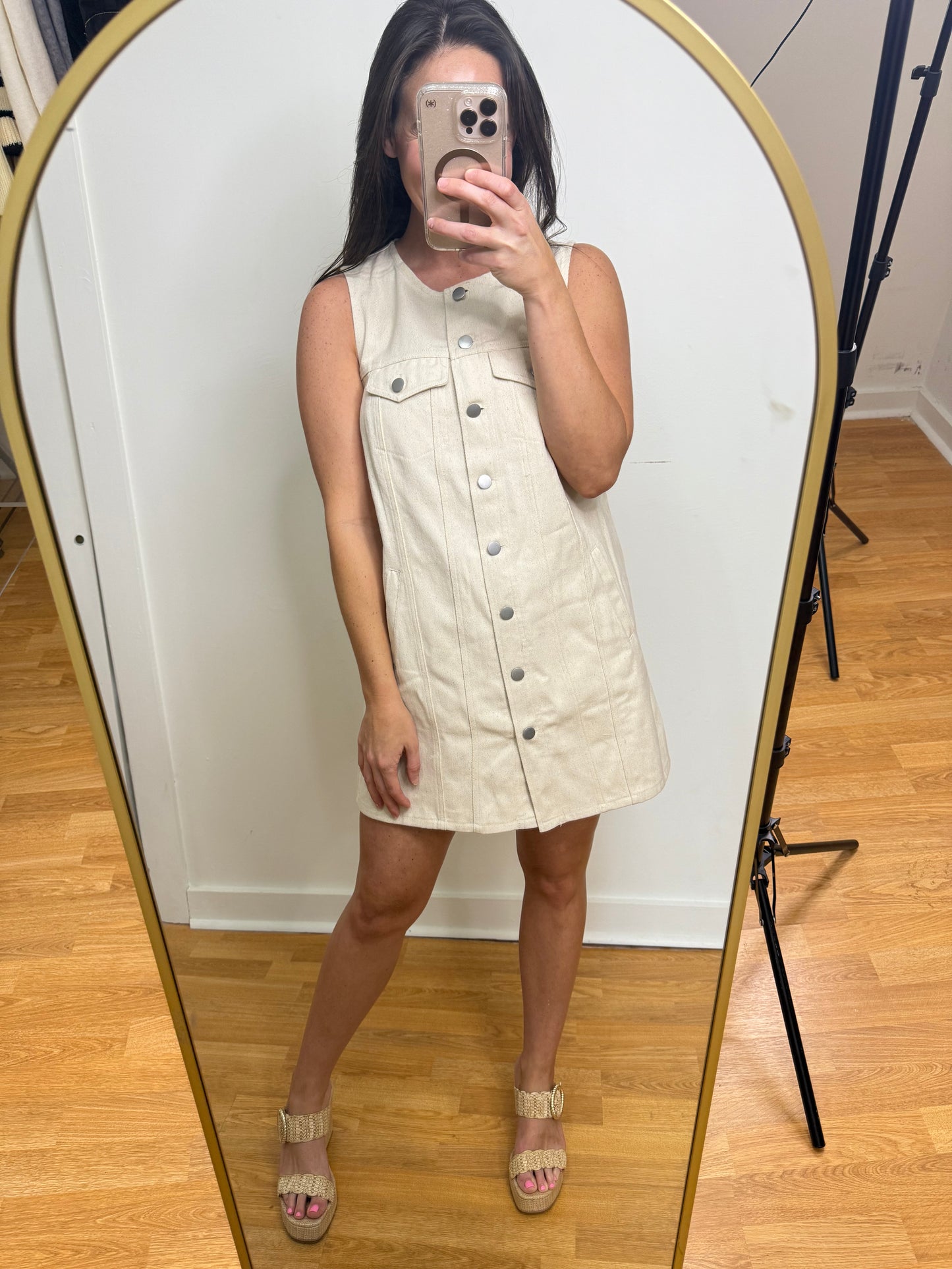Sleeveless Denim Shirt Dress