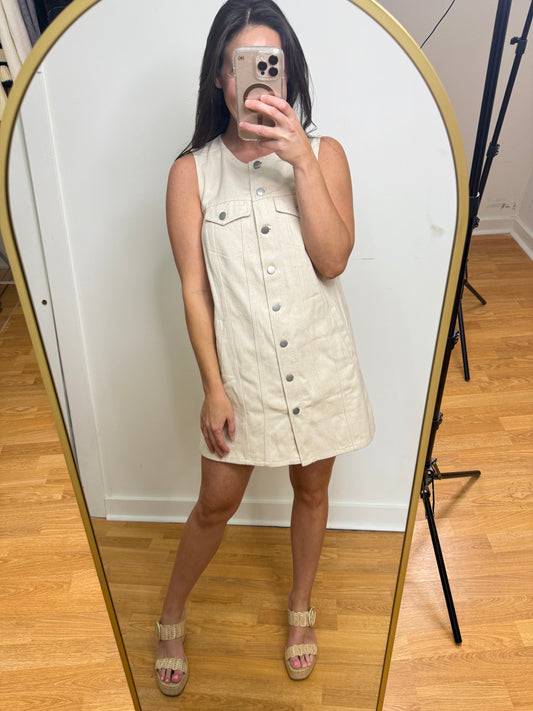 Sleeveless Denim Shirt Dress
