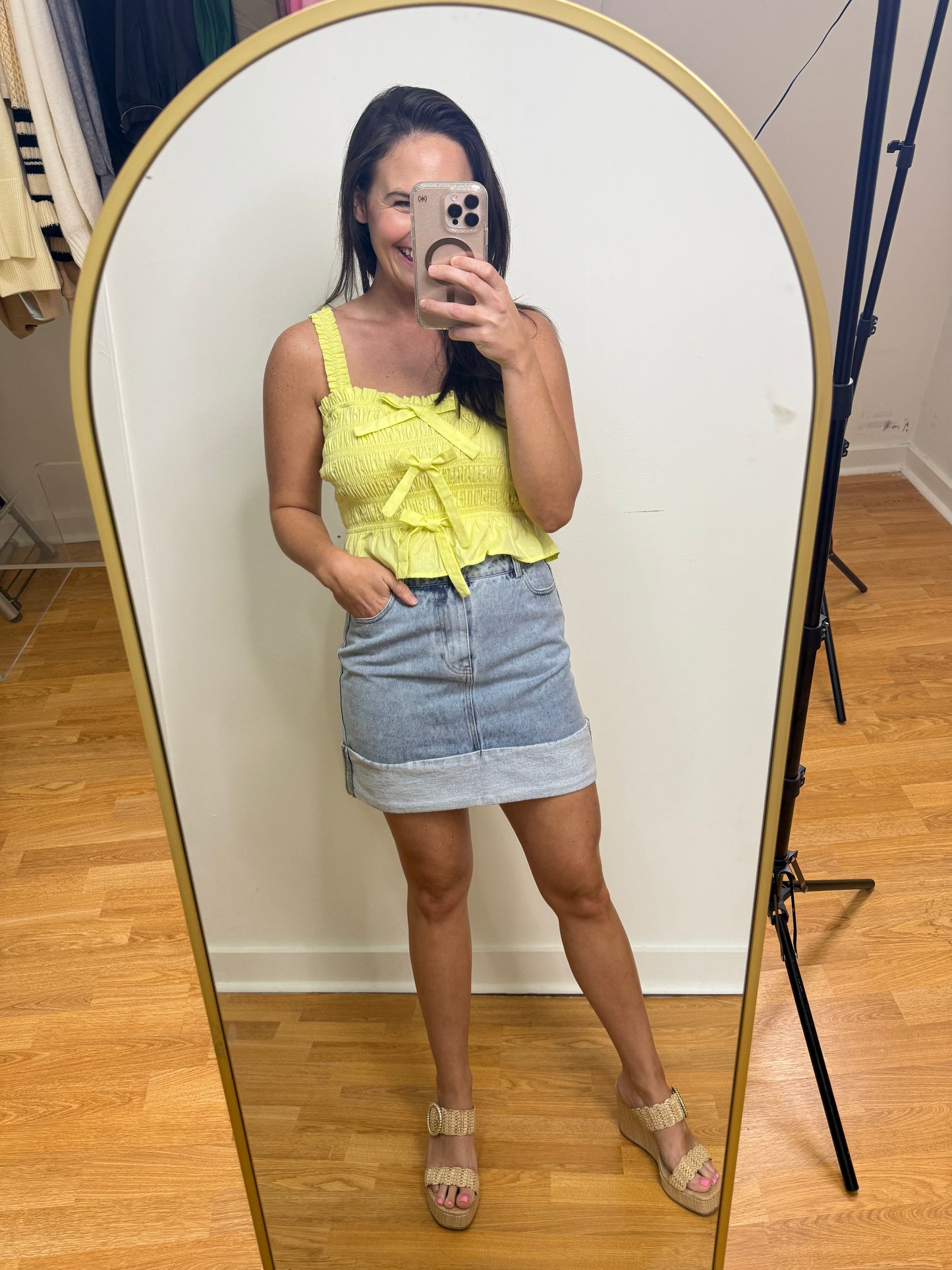 Yellow Top with Front Ribbon Detail