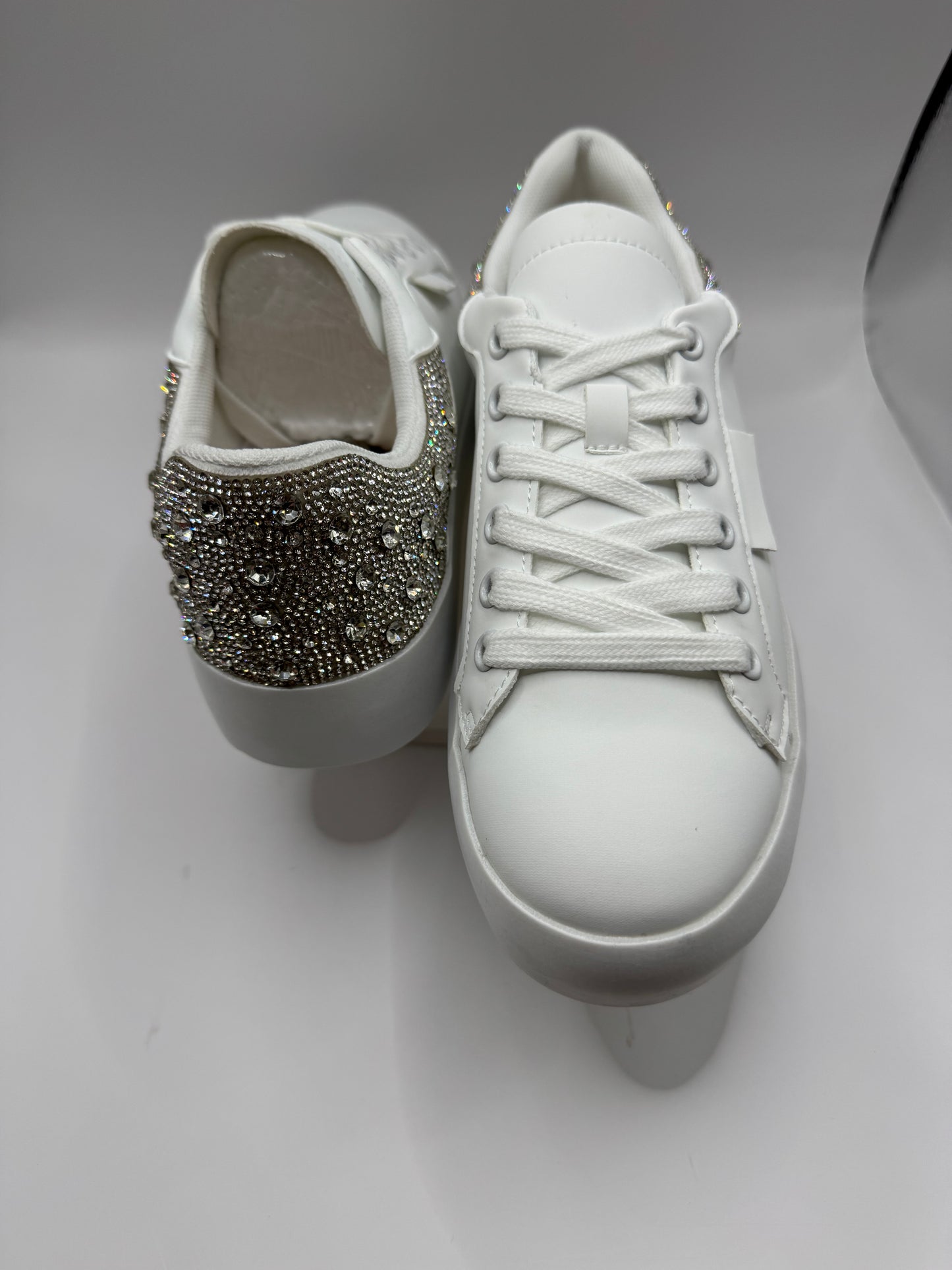 White sneaker with Rhinestone Detail