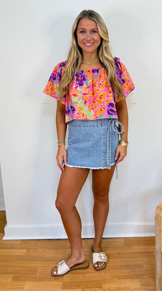 Floral Garden Square Neck Top