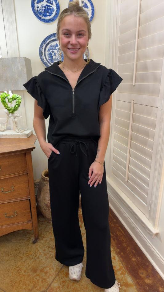 Scuba Top with Flutter Sleeves and Pants Set