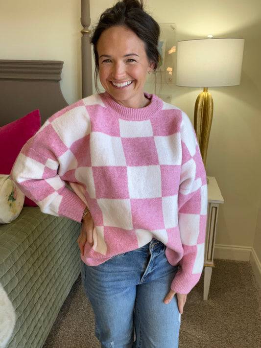 Pink Check Sweater