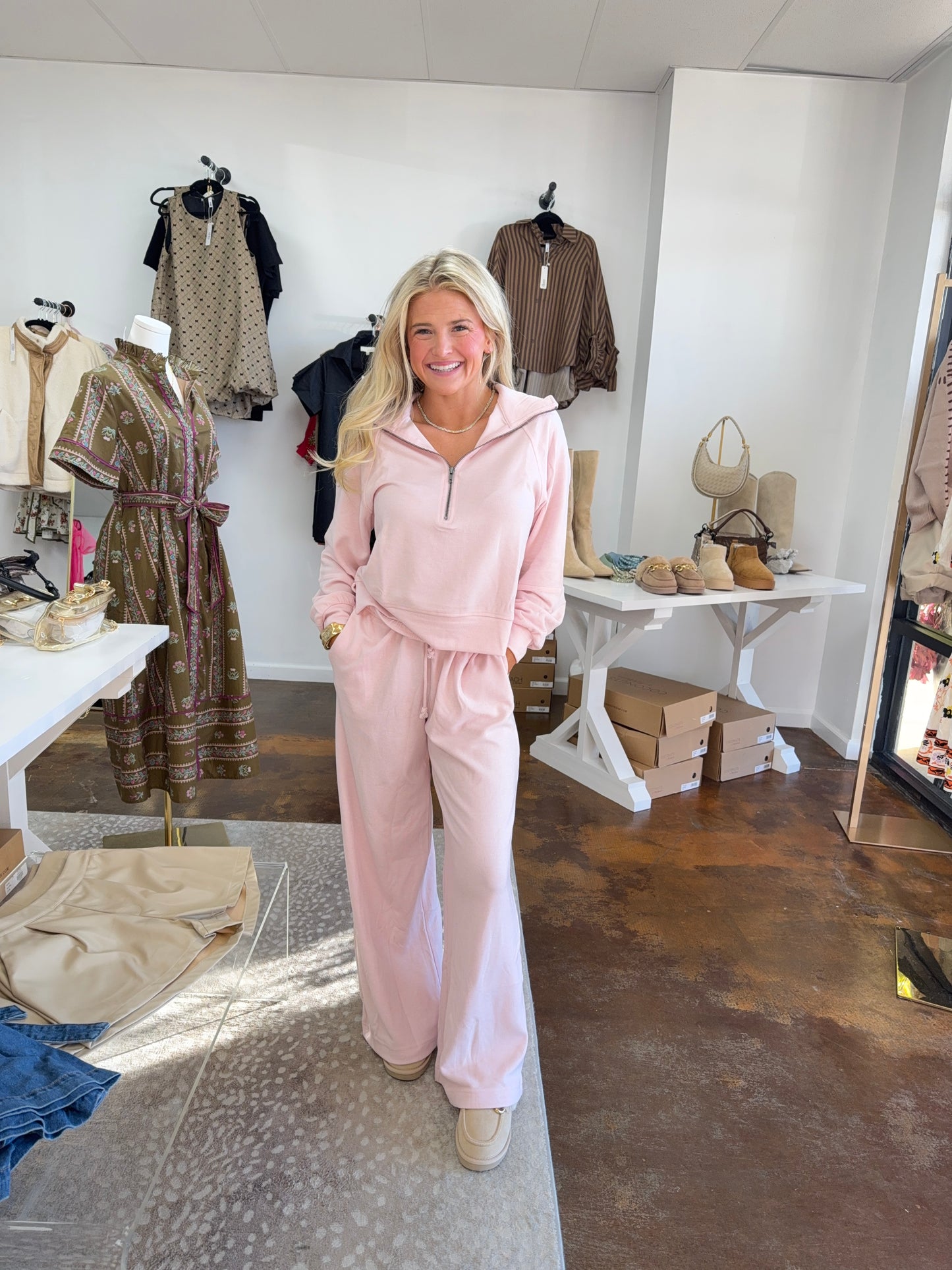 Soft Pink Knit Top/Pants Set