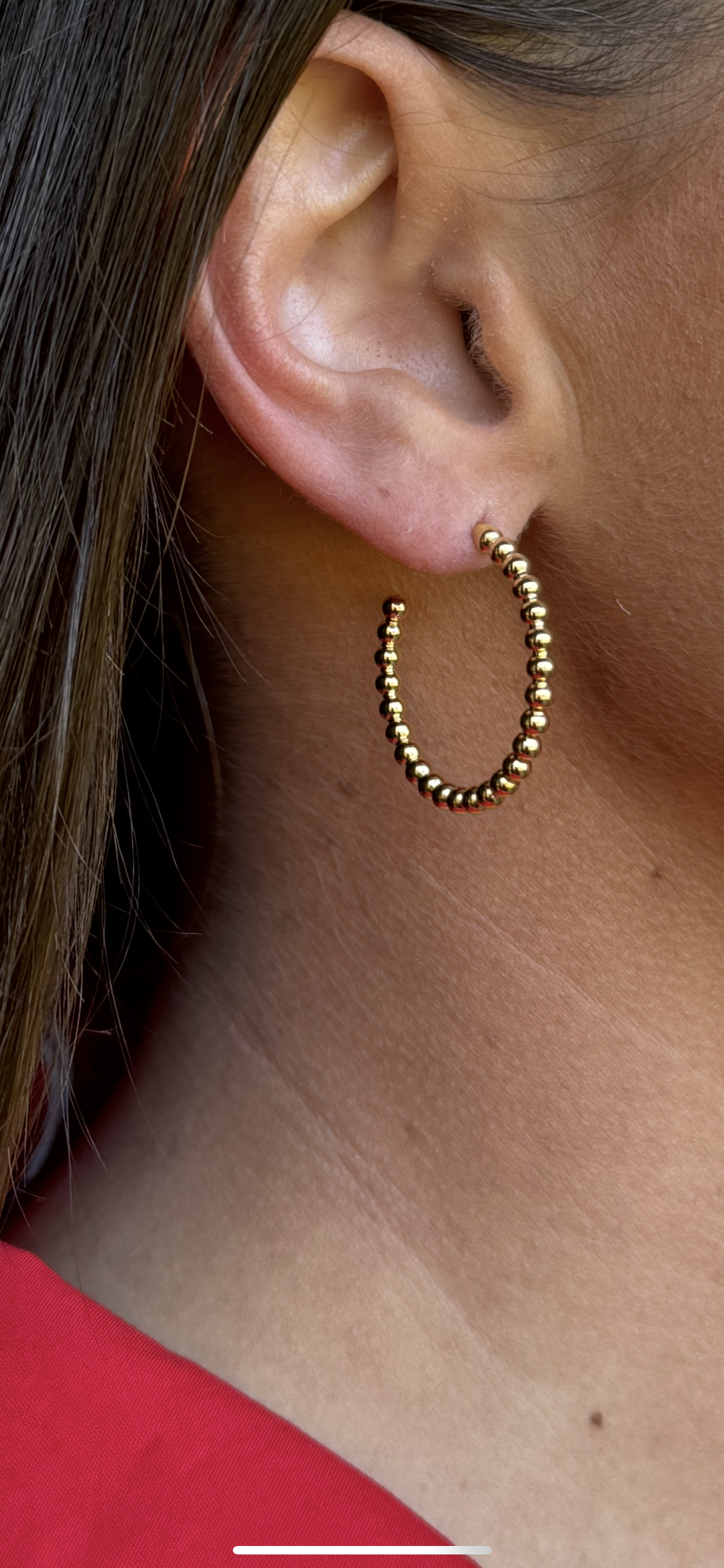 Beaded Gold Hoops