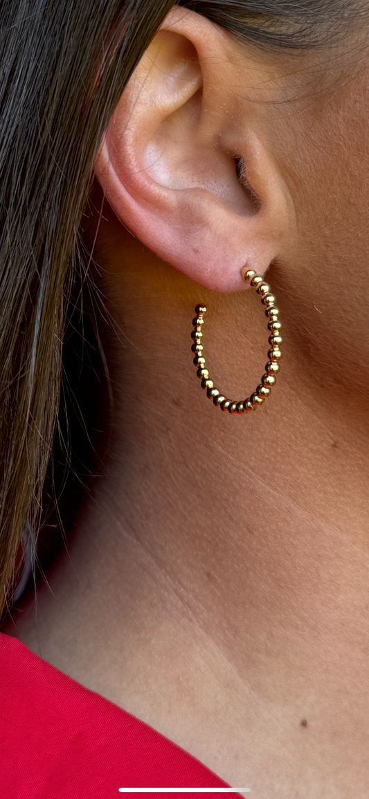 Beaded Gold Hoops