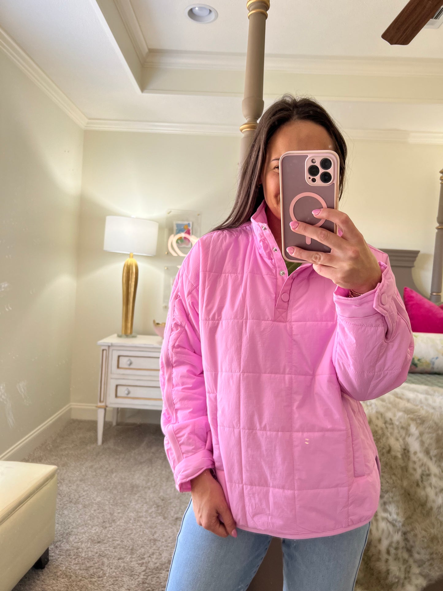 Bubblegum Pink Puffer Pullover