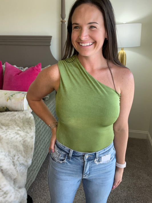 Green one Shoulder Bodysuit