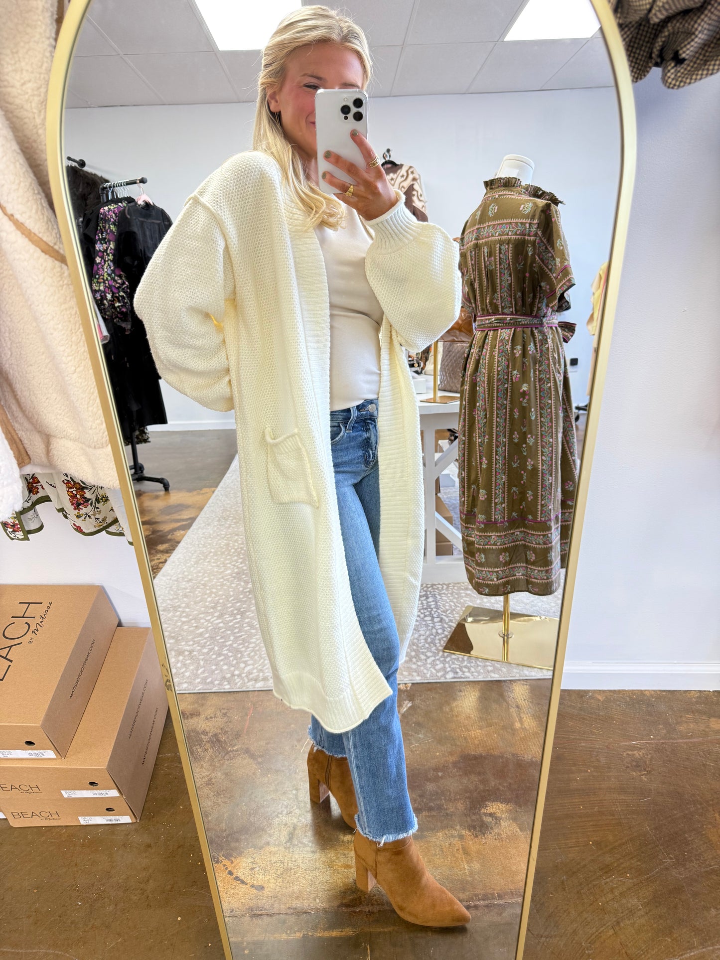 Cream Long Knit Sweater