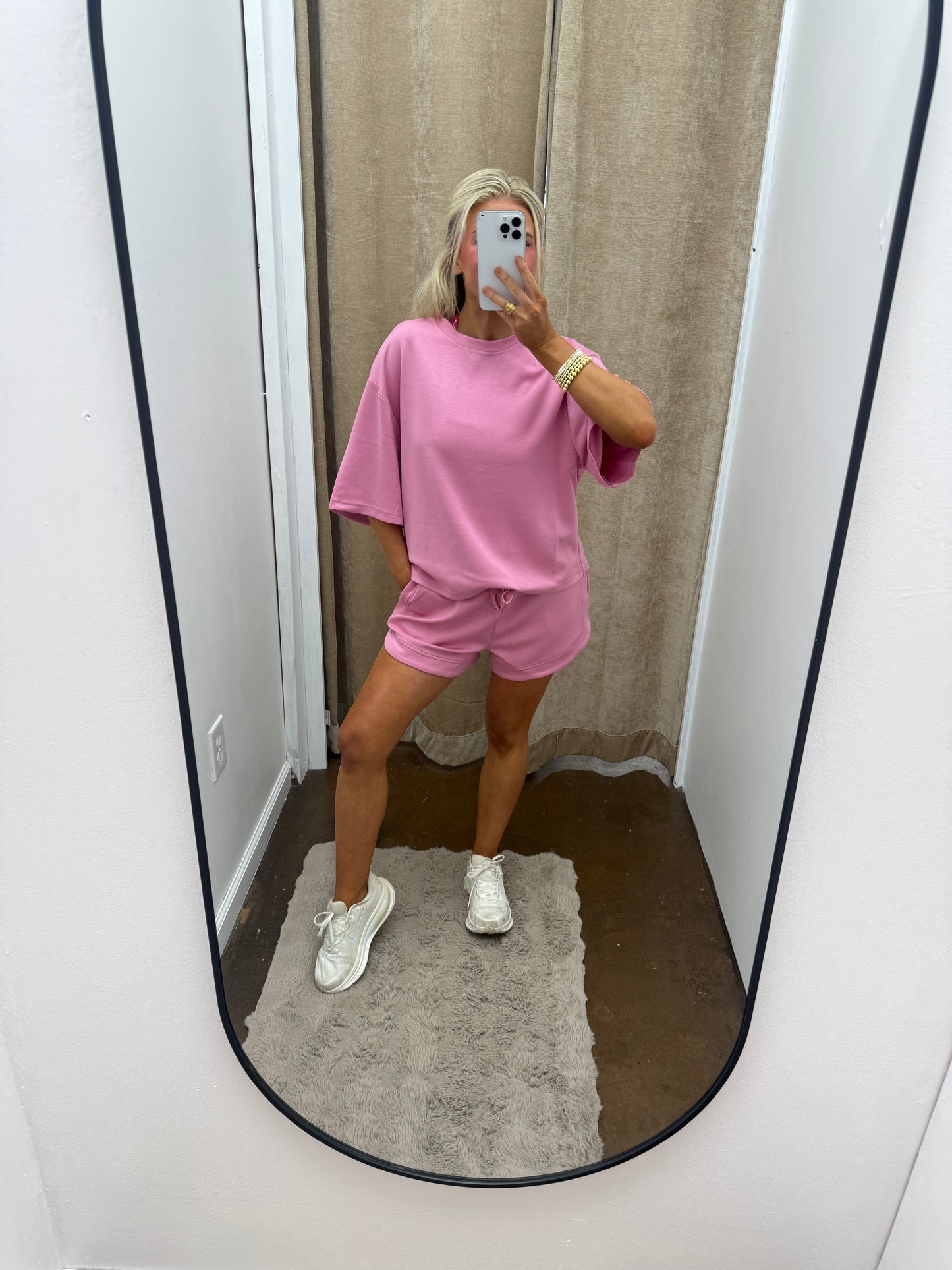 Loose Fit Crew Neck Short Sleeve Top & Elastic Waistband Shorts Set