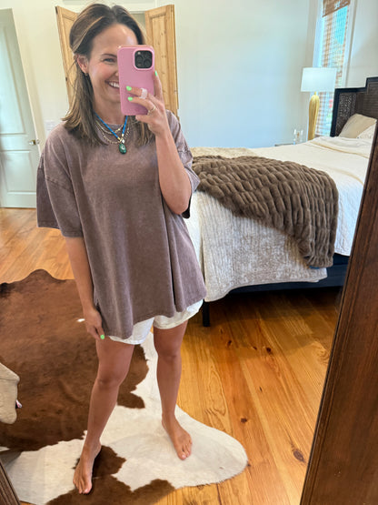 Mineral Wash Oversized Crew Neck T-Shirt